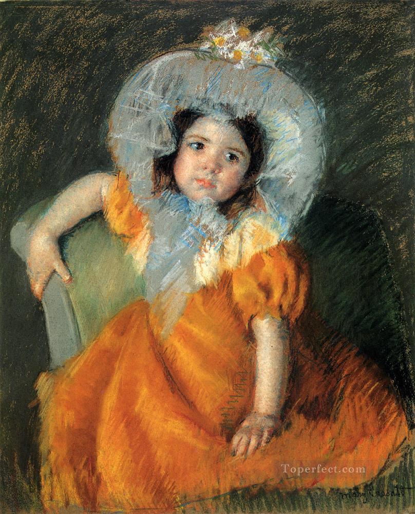 Child In Orange Dress mothers children Mary Cassatt Oil Paintings
